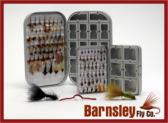 2 Fly Boxes + 100 Assorted BARBLESS Trout Flies